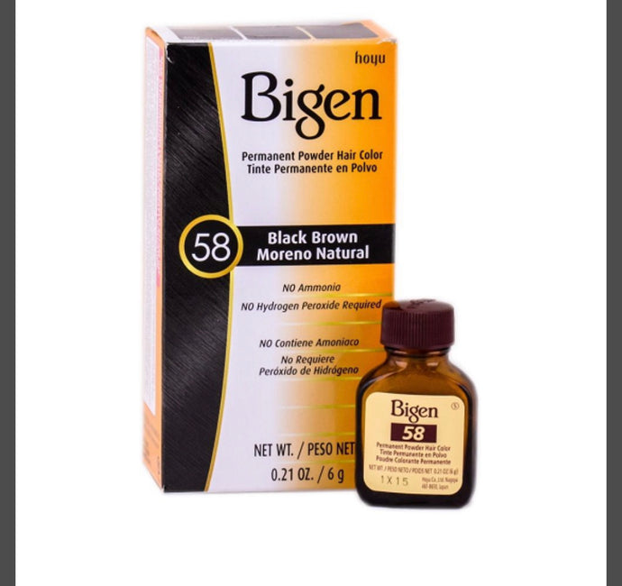 Bigen Permanent Powder Hair Color – Black Brown #58 0.21 OZ